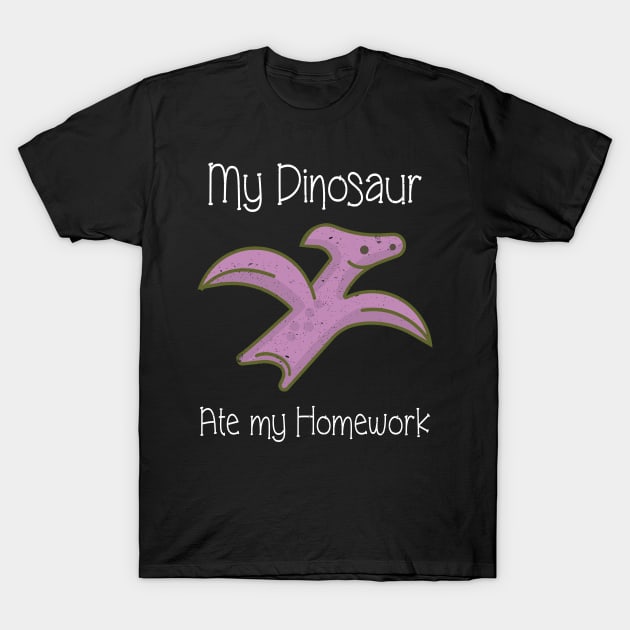 Funny Dinosaur graphic My Dinosaur Ate my Homework T-Shirt by merchlovers